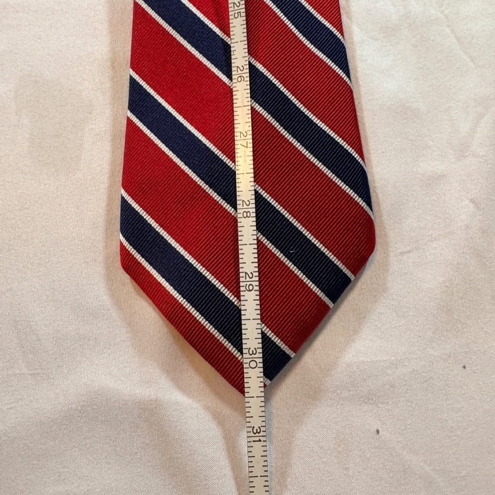 Chaps Striped Necktie Mens One‎ Size Red Navy Blue Silk Classic Rep Stripe Tie - Picture 5 of 6